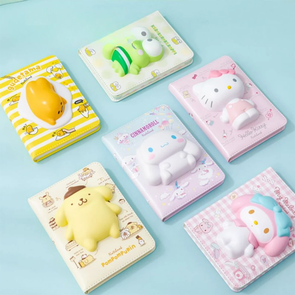 Sanrio Series Mini Notebook Hello Kitty Melody Cinnamoroll 3D Decompression Notepad Daily Weekly Agenda Planner Gift for Kids