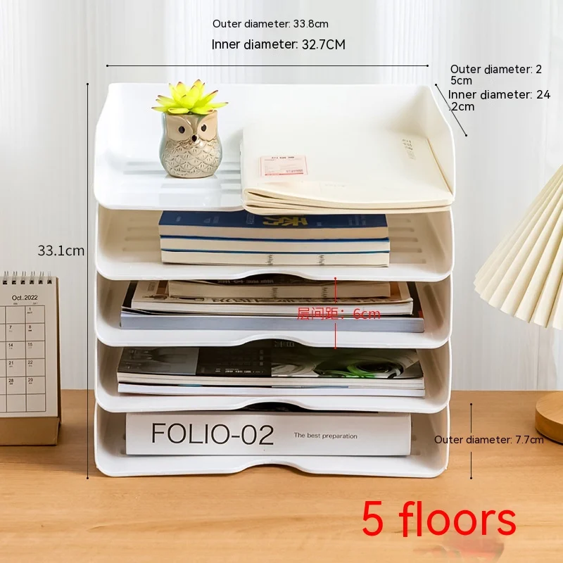 Desktop Multi-layer A4 Paper File Storage Drawer Box White File Shelf  Stackable Drawer-type Office Students Storage Cabinet