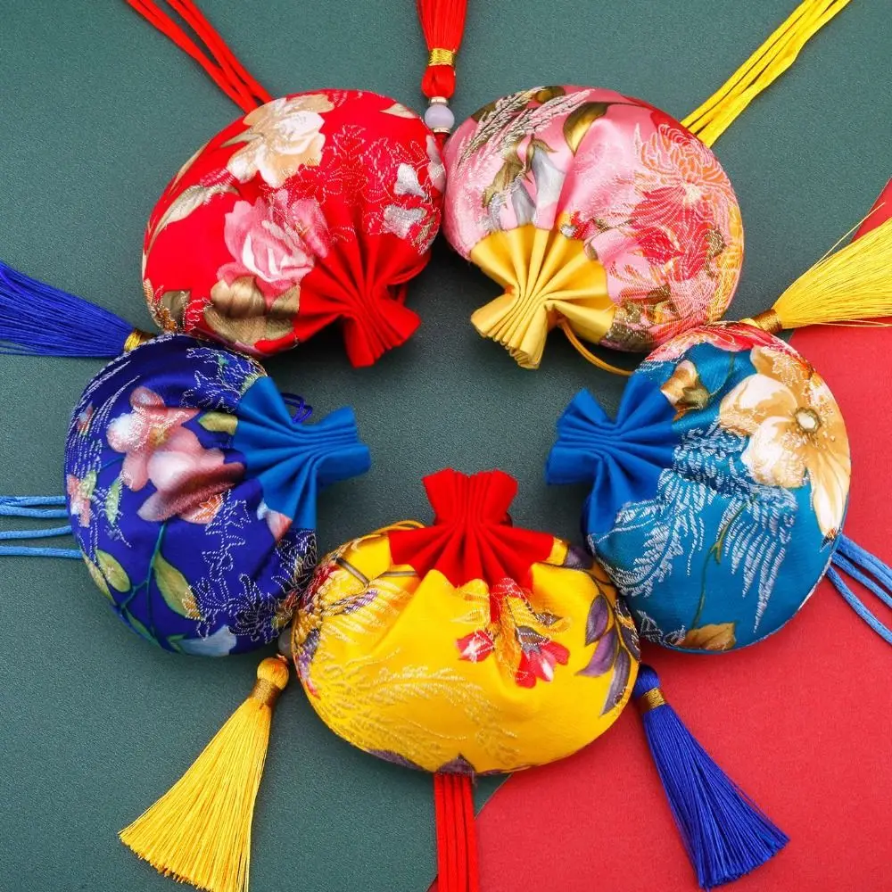 Bolsita con patrón de flores para Festival, bolso de joyería de estilo étnico, monedero pequeño, bolso de bendición