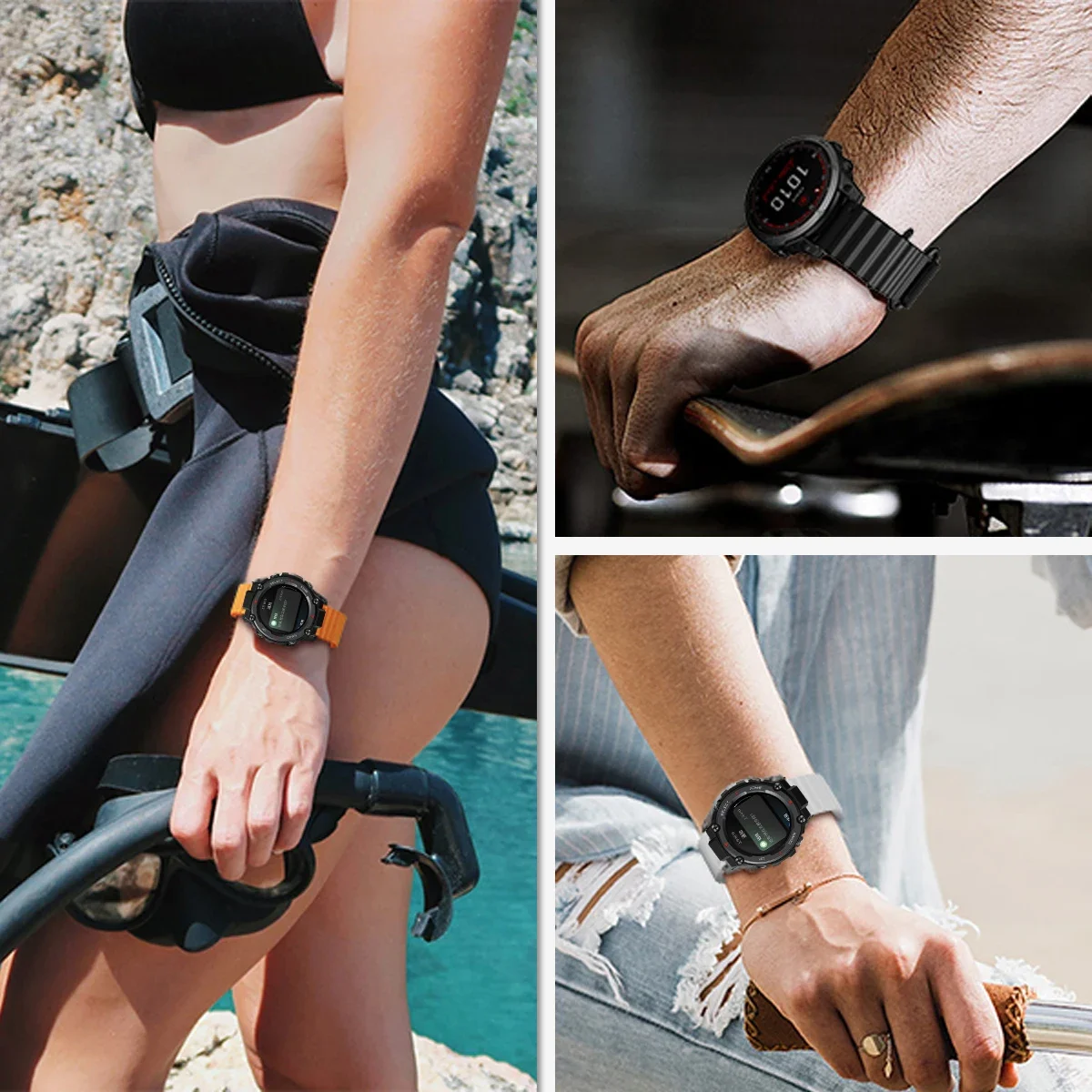 المحيط سيليكون حزام ل Huami Amazfit T-Rex 3 2 ساعة ذكية الفرقة استبدال حزام رياضي ل Xiaomi Amazfit TRex T Rex 2 Pro Correa