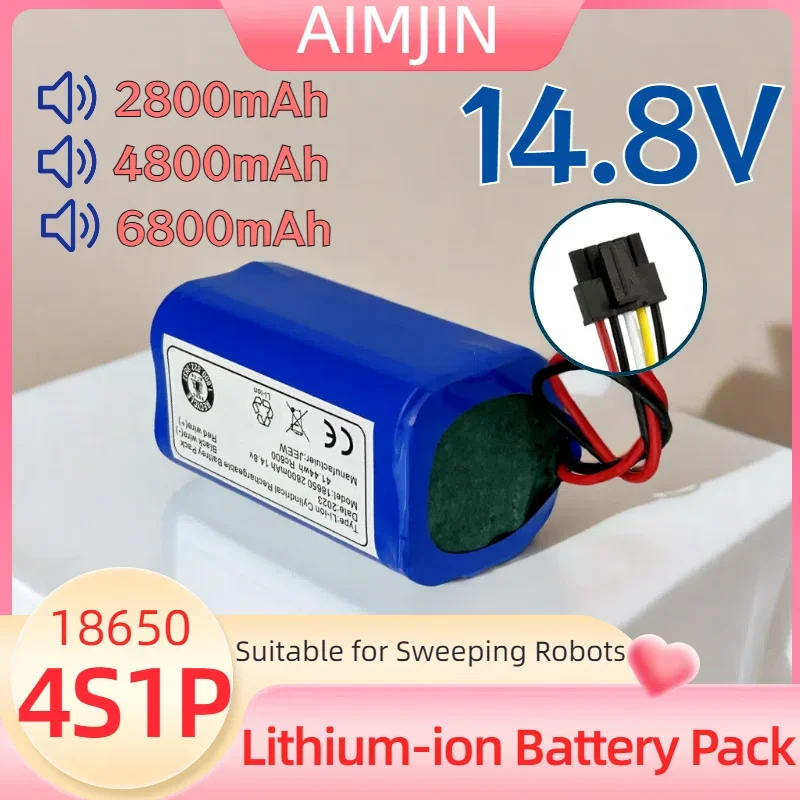 

100% New 18650 4S1P Lithium-ion Battery Pack 14.8V 2800/4800/6800mAh Suitable for Sweeping Robots High Capacity Battery