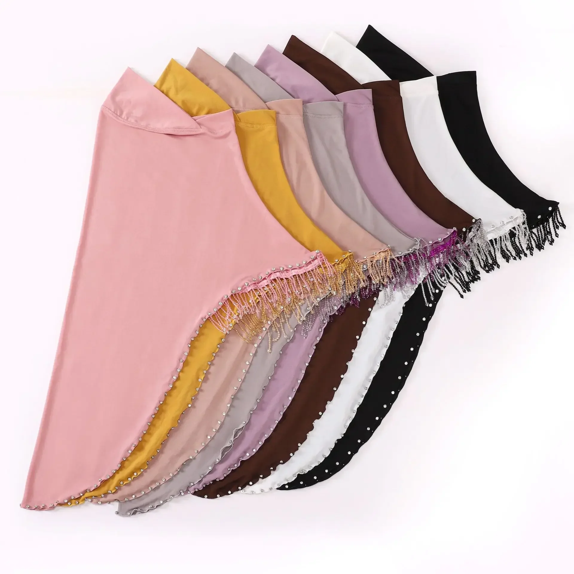 Hijab à pampilles pour femmes musulmanes, écharpe de sauna islamique, turban arabe, châle rond, niqab sur côtes, écharpe prête à l'emploi, 1 pièce