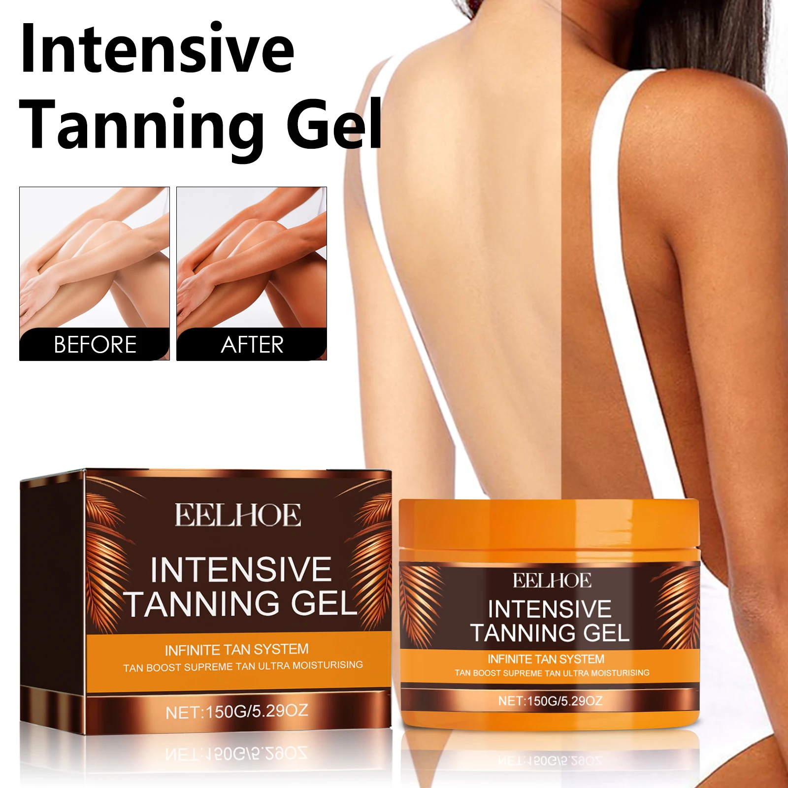 

EELHOE Black Repair Gel Beach Sunbathing Wheat Bronze Lightweight and Non-greasy Texture