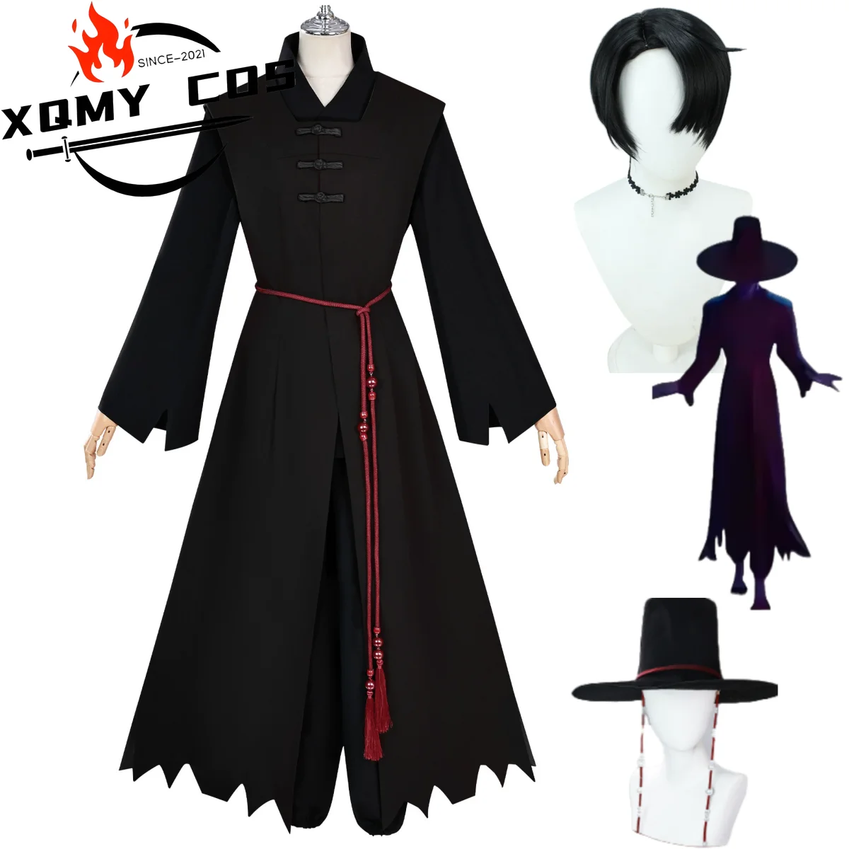 XQAnime K-Pop: Охотники на демонов Saja Boys Jinu Косплей Костюм Парик Маскировка для взрослых Наряд Мужчина Женщина Маскарадный костюм на Хэллоуин