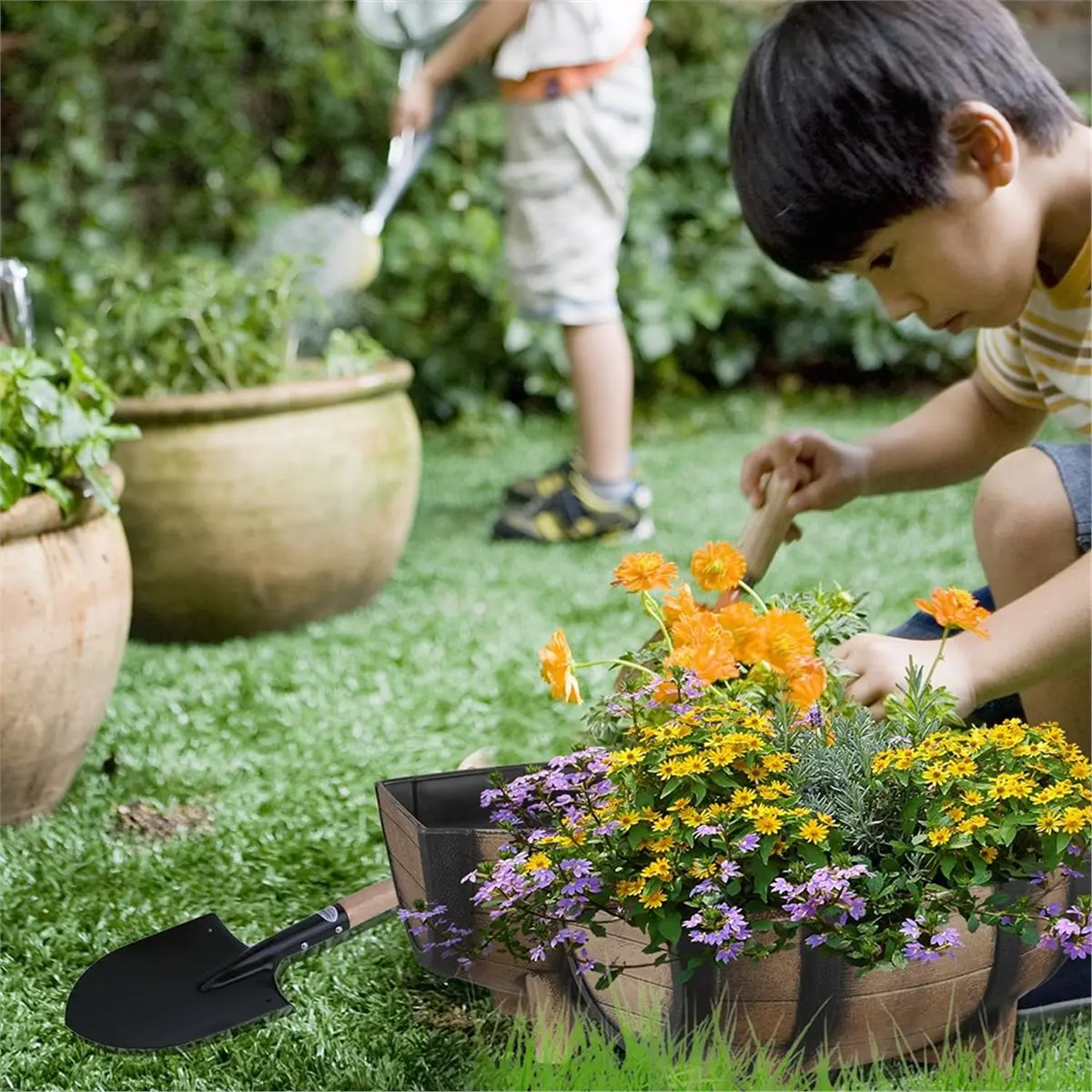 Homegood Rectangular Half Flower Pots Faux Planter Containers for Indoor & Outdoor Use Perfect for Displaying Garden
