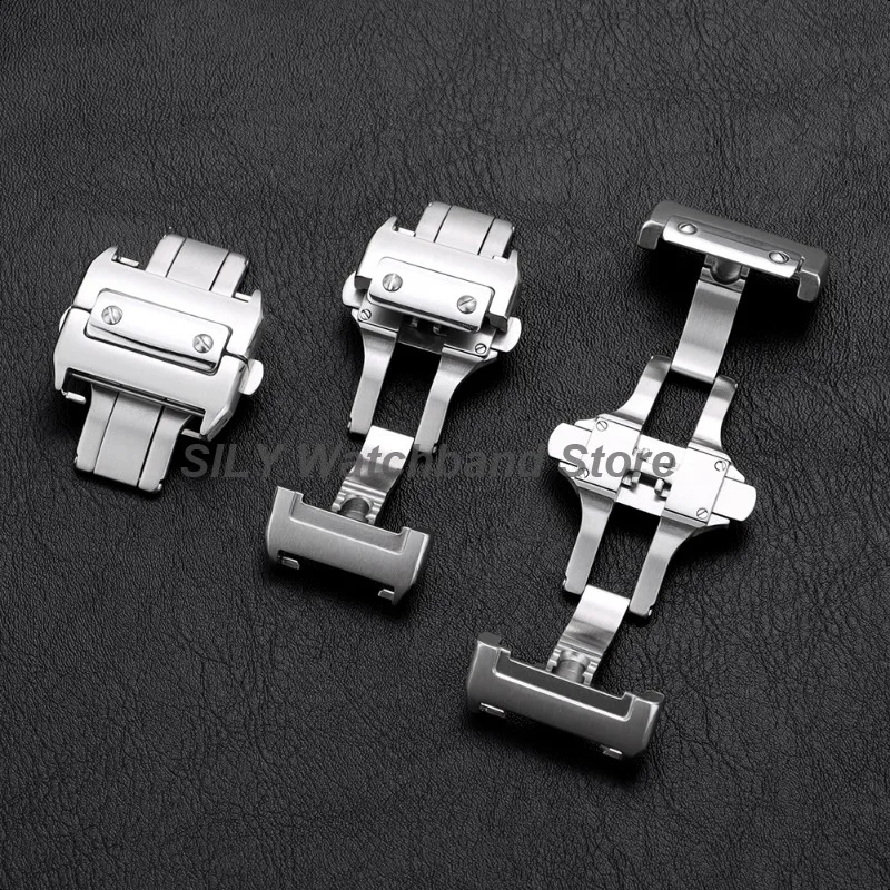 Watch Buckle for Cartier Santos 100 Series 18/21mm Watch Buckle 316L Stainless Steel Butterfly Clasp Folding Buckle Metal Button
