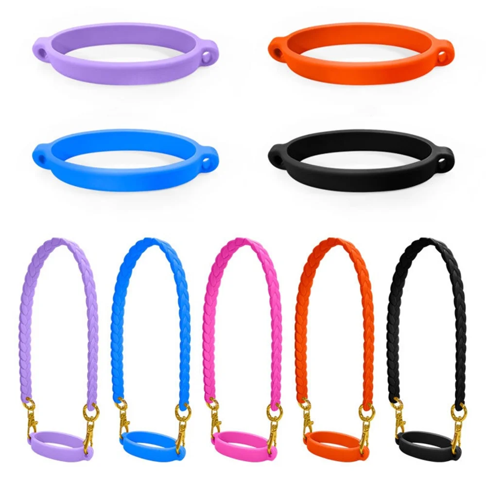 Bottle Sleeve Silicone Drawstring Ring Portable Water Cup Handle Strap Silicone Ring Strap Bottle Sling Rope Sleeve DIY Cup