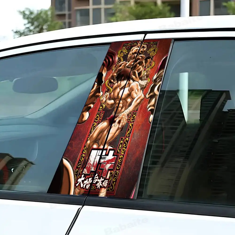 

Japanese Anime Baki Hanma 2pcs Sticker Car B-Pillar PVC Decal Waterproof Sticker Skeleton Car Doorpost Decoration
