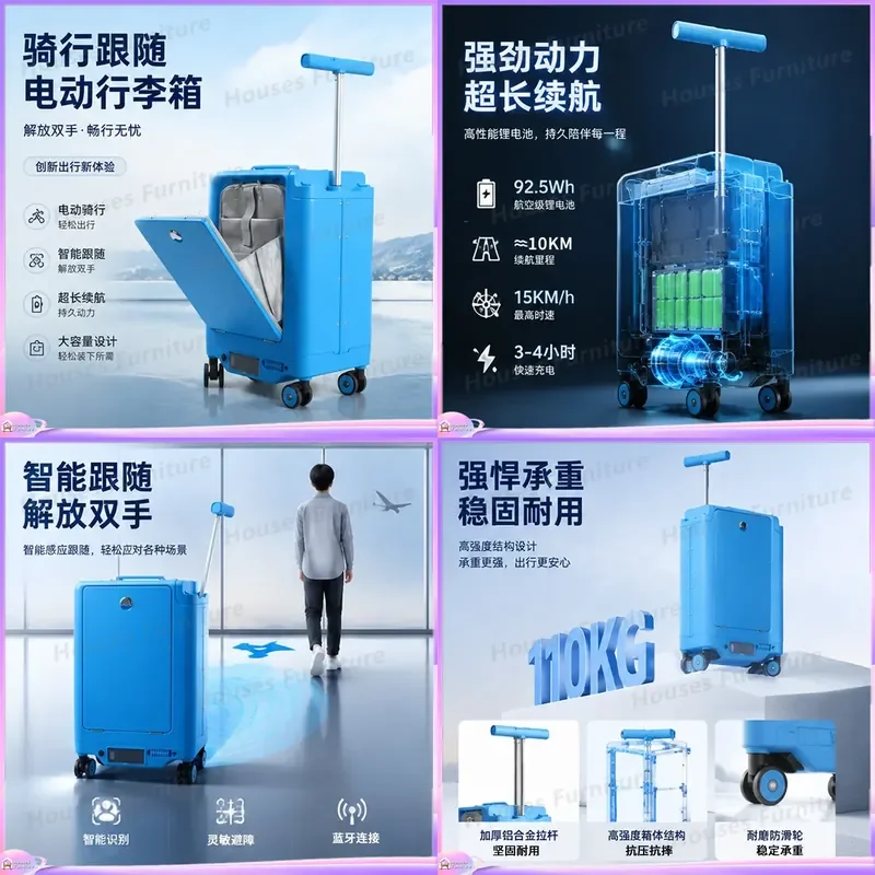 For Luggage Smart Ride On Suitcase Motorized Travel Trolley Case Front Opening PC Carry On Bag Business Trip Scooter