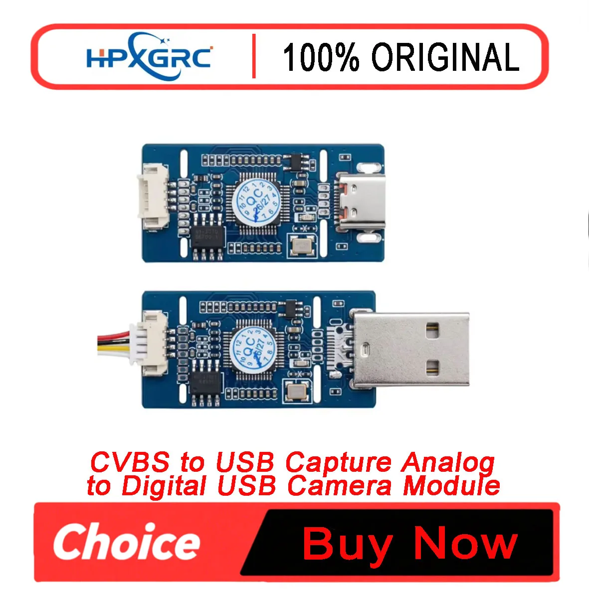 HPXGRC CVBS to USB Capture Analog to Digital USB Camera Module UVC Driver-Free for Android Plug & Play