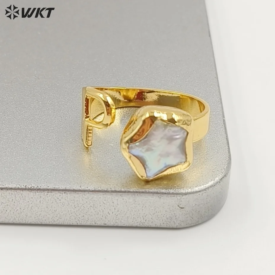 WT-MPR158 5PCS Charming Popular Versatile Natural Freshwater Pearl Ring With 18k Real Gold Plated For Lady Jewelry