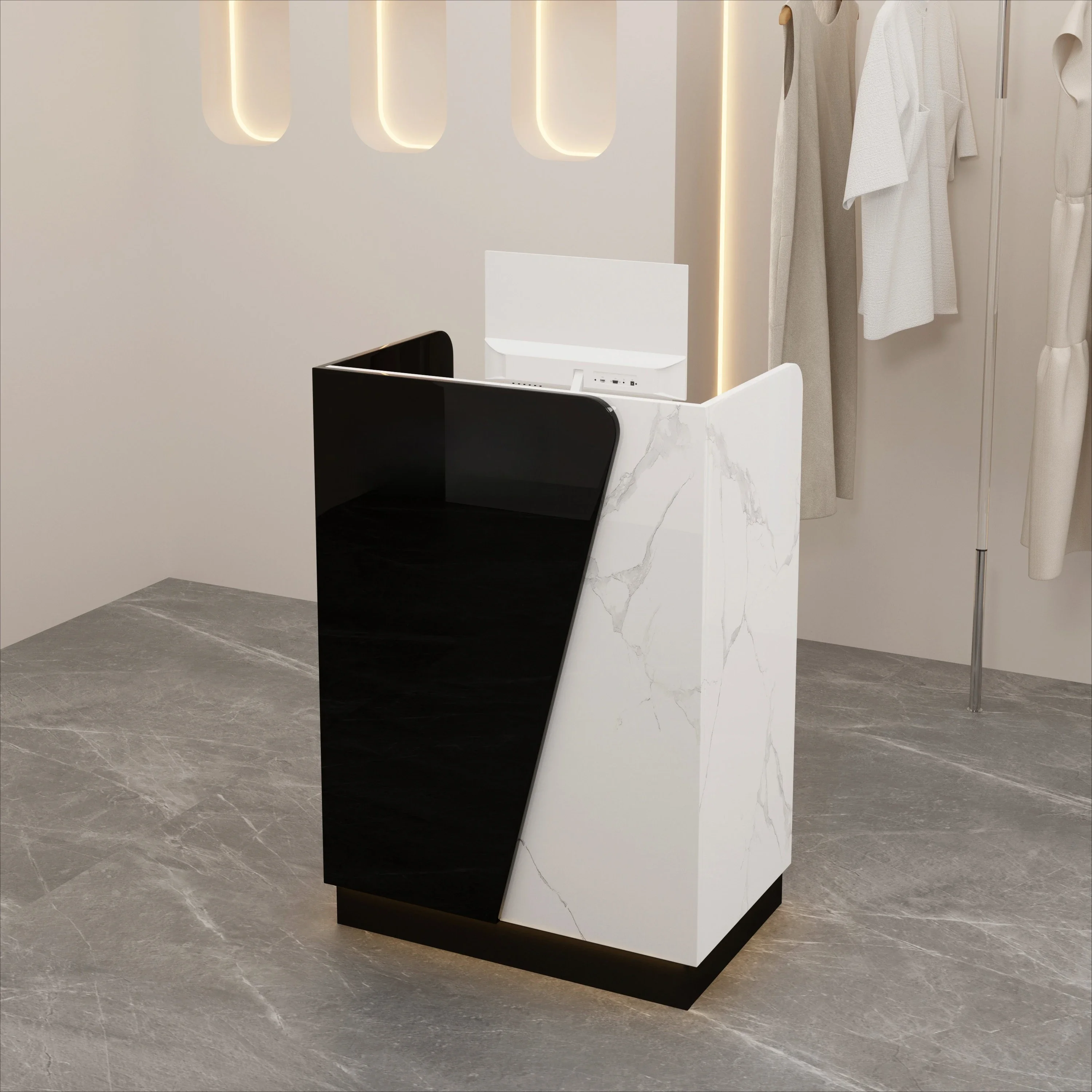 #Sleek Luxury Salon Front Reception Desk Modern Office Furniture Minimalist Design for Upscale Clothing Stores Beauty Parlor