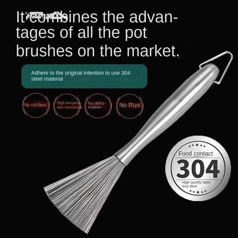 Stainless Steel Pot Brush Long Handle Cleaning Brush Nano Advanced Stainless Steel Wire Brush Pot Brush Pot Artifact