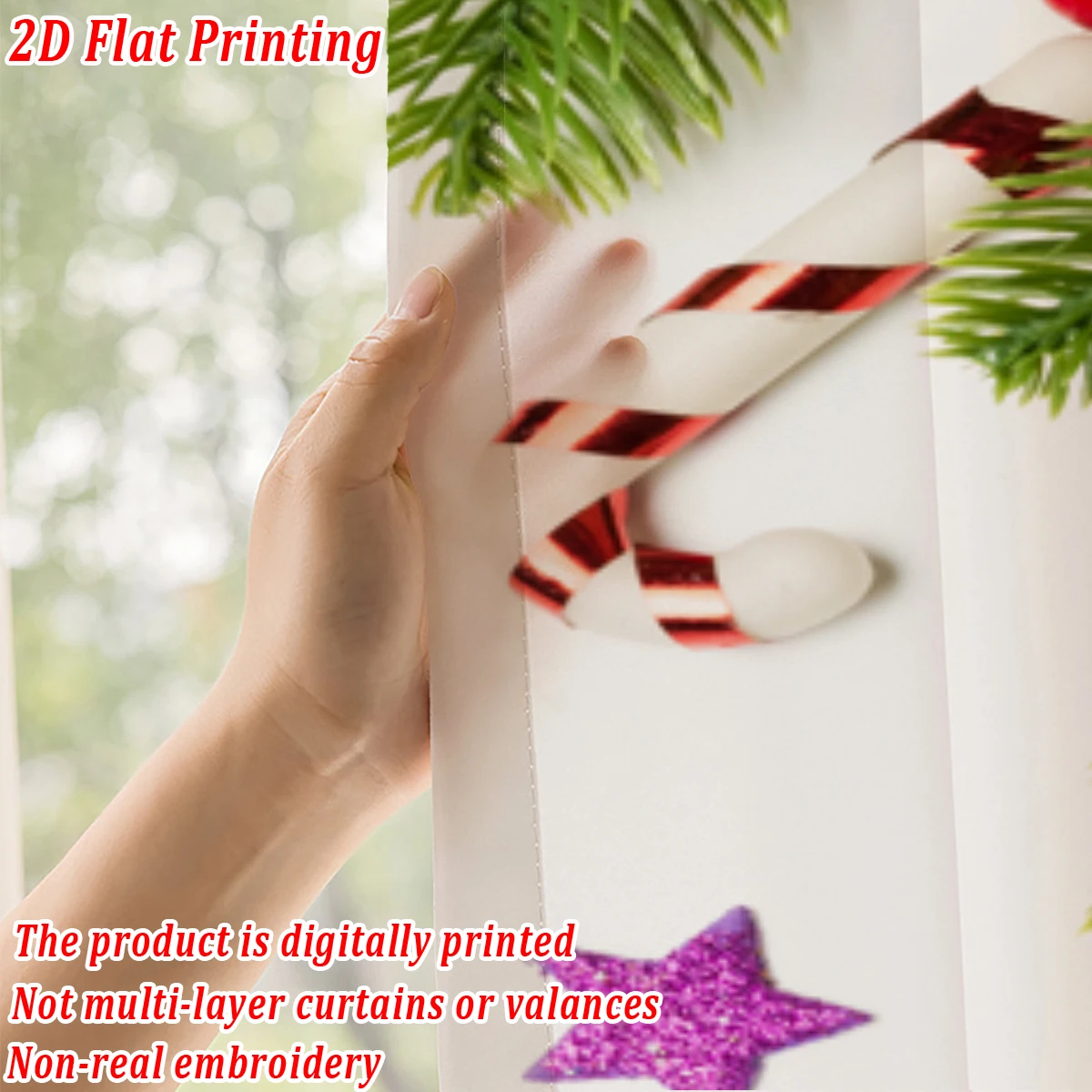 ستارة شفافة للمطبخ بطباعة مسطحة لعيد الميلاد مع فرع صنوبر بيري عيد الميلاد المجيد لحفلات ديكور المنزل في عيد الميلاد #6