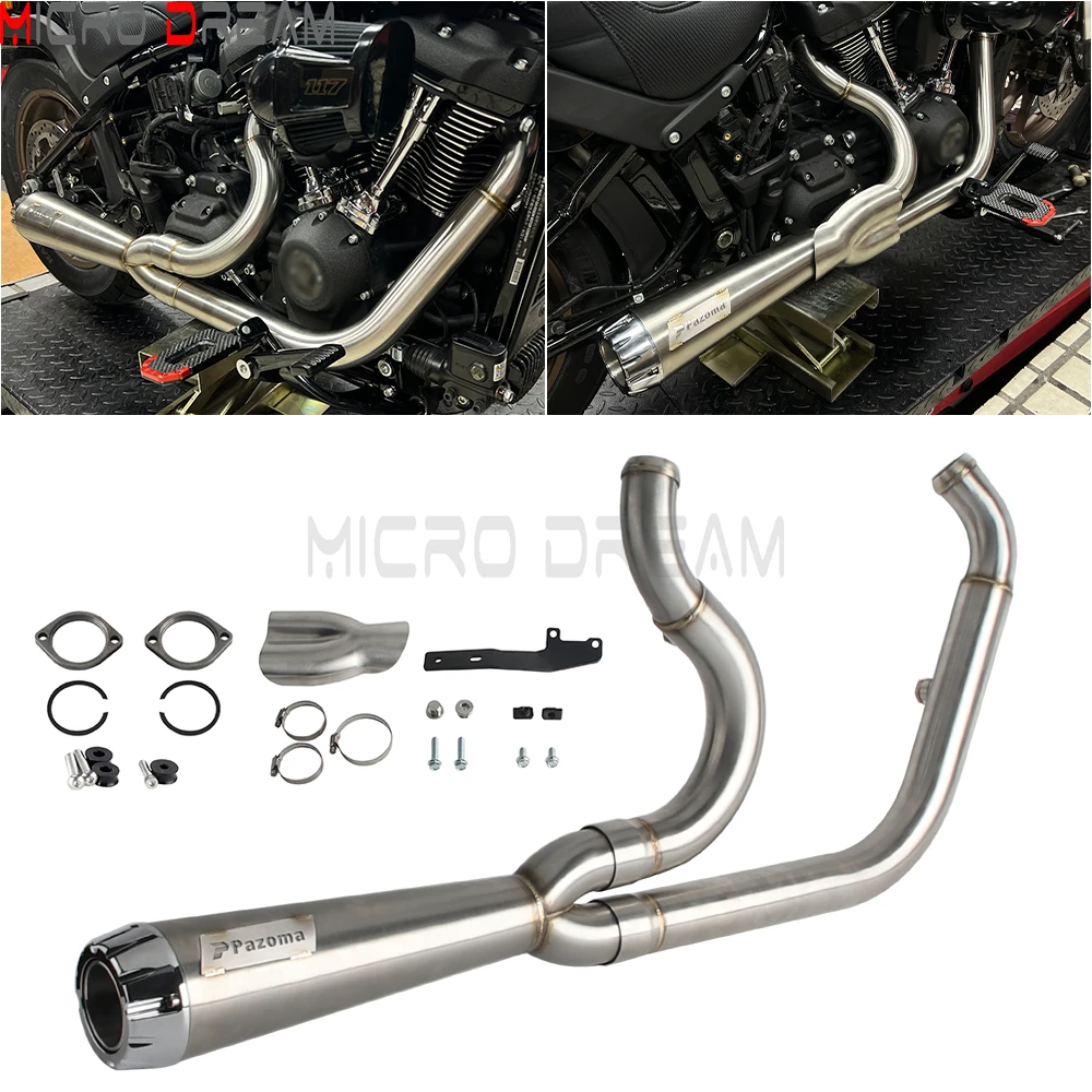 2-in-1 komplette Auspuff anlage für Harley Softail Low Rider st fxlst fxlr fxlrs fxst 2018 2019 2020 2021 2022 2023 2024