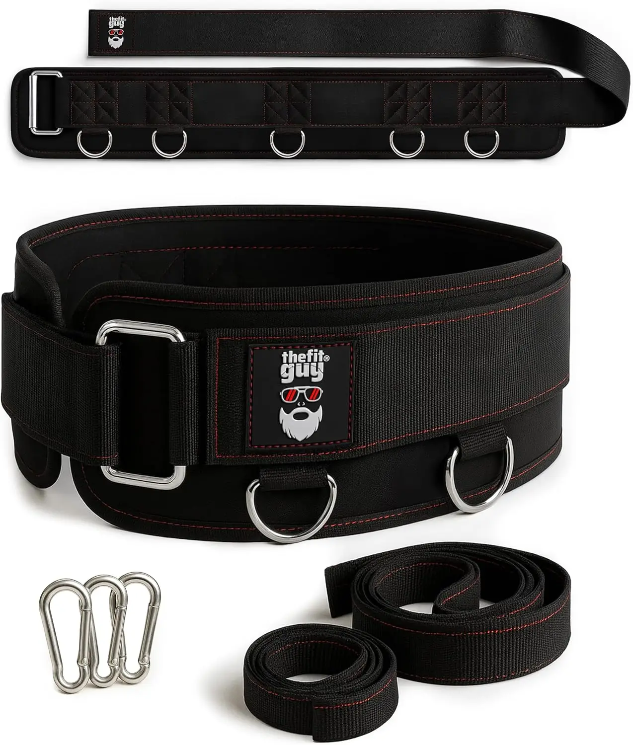 

Multi-Attachment Belt for Cable Machine and Home Gym, 5 Points for Weight Distribution, Includes 2 Straps and 3 Metal Hooks