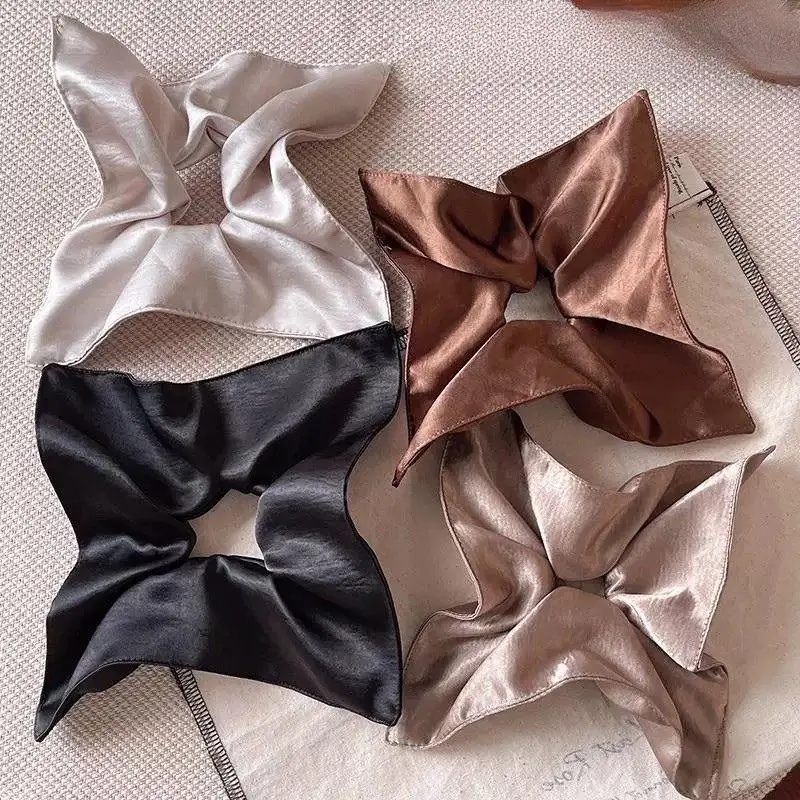 

Fashion Satin Silk Square Scrunchies Elastic Hair Bands Women Girls Solid Ponytail Holder Large Hair Ties Rope Hair Accessories