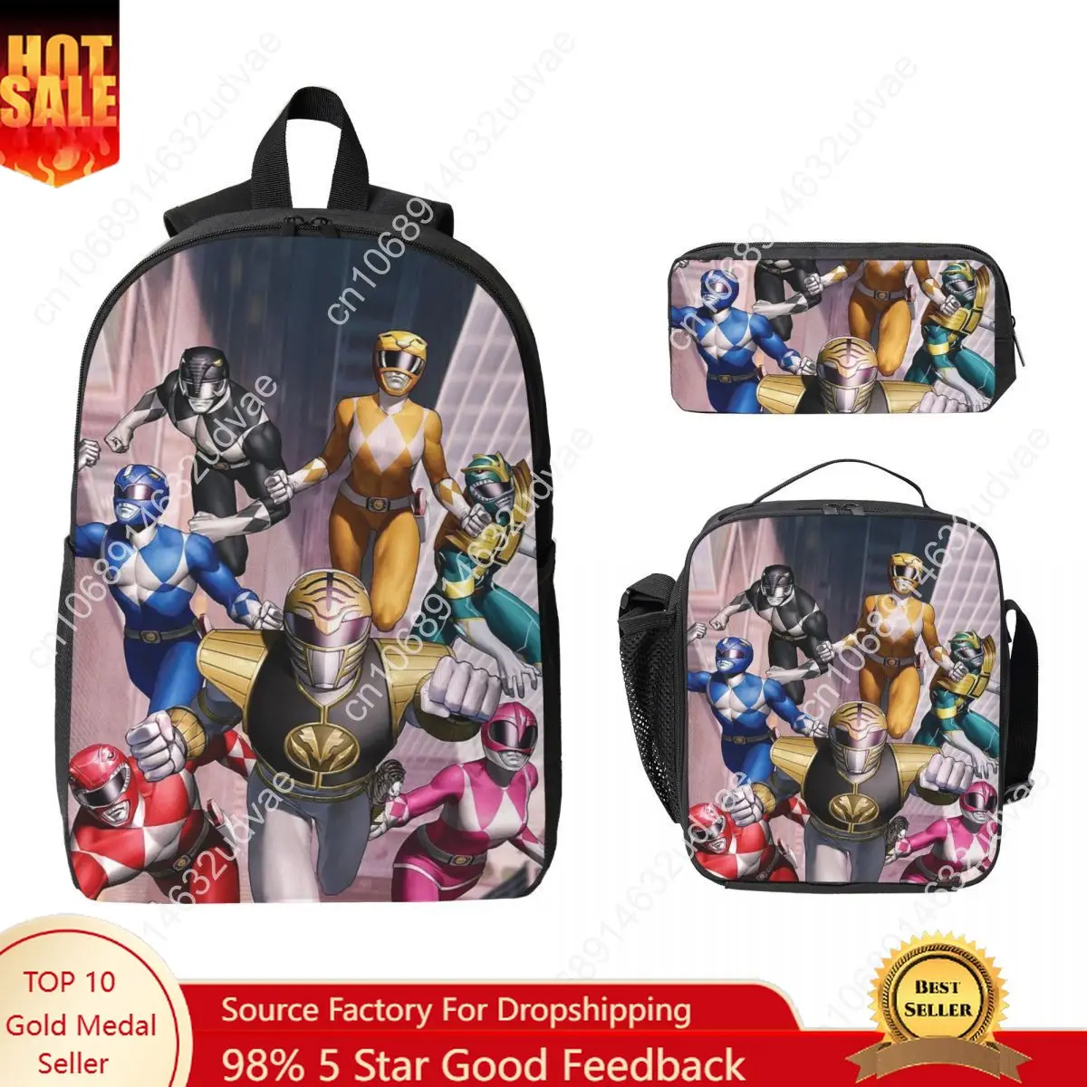 

Mighty Morphin Power Ranger Backpack Boys Girls BookBag School Bag Laptop Shoulder Bags 3ps Insulated Lunch Bag Pencil Case