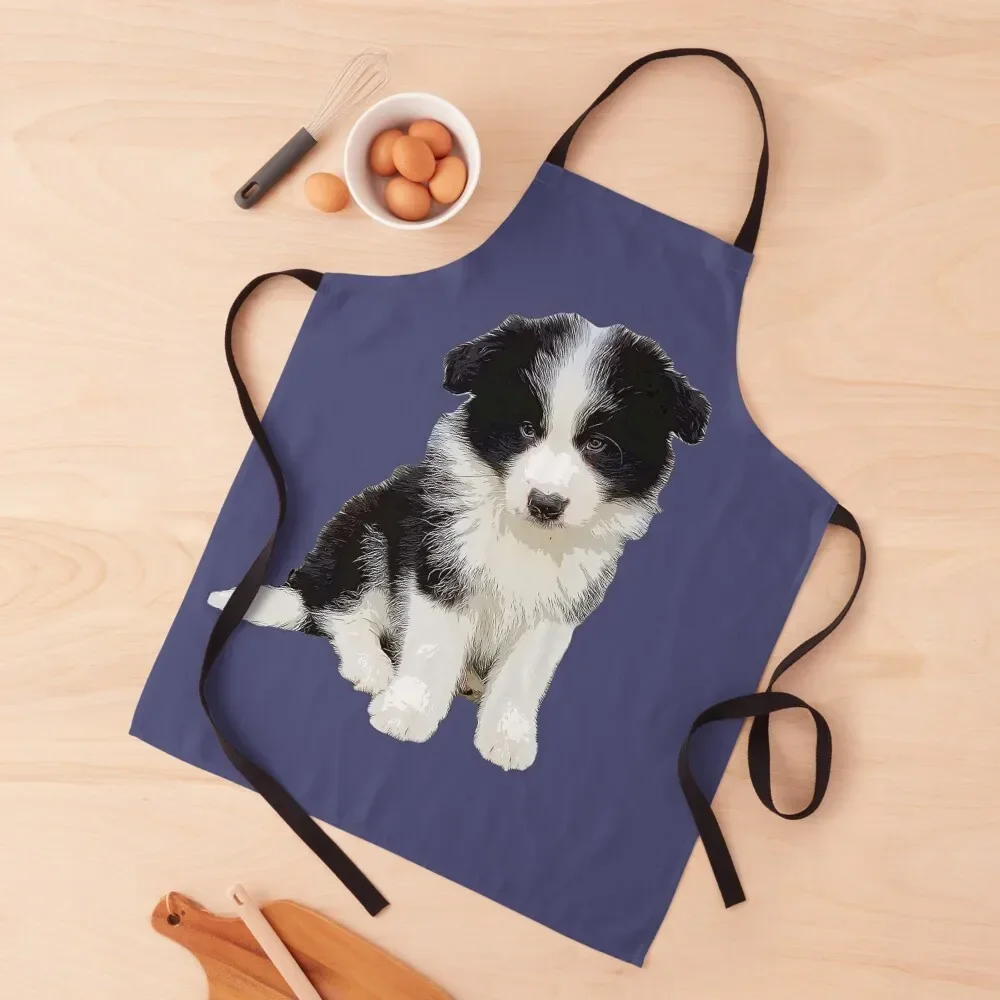 

Border Collie Pup Apron Professional Barber For Kitchen Trim Cloth Apron