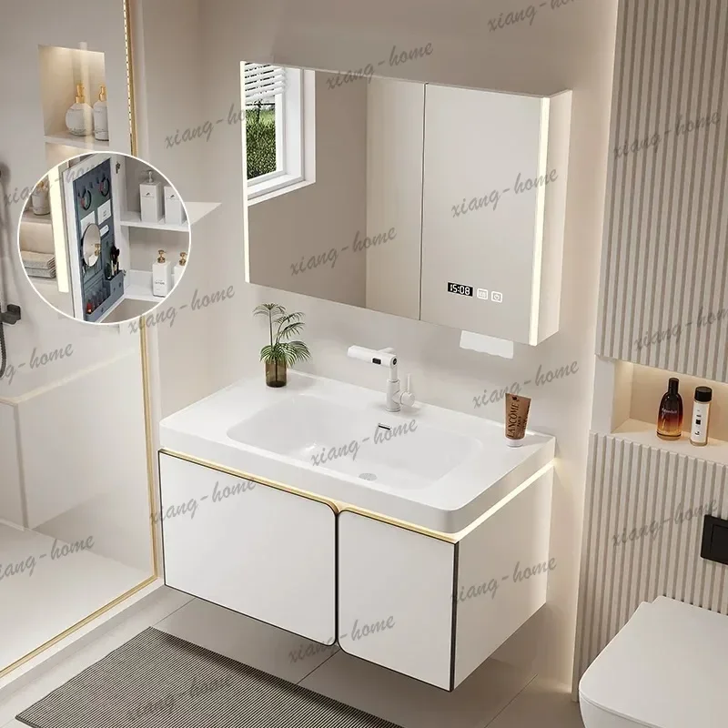 LD Modern Bathroom Cabinet Ceramic Integrated Basin Combination Intelligent Bathroom Washbasin Cabinets Armadietto