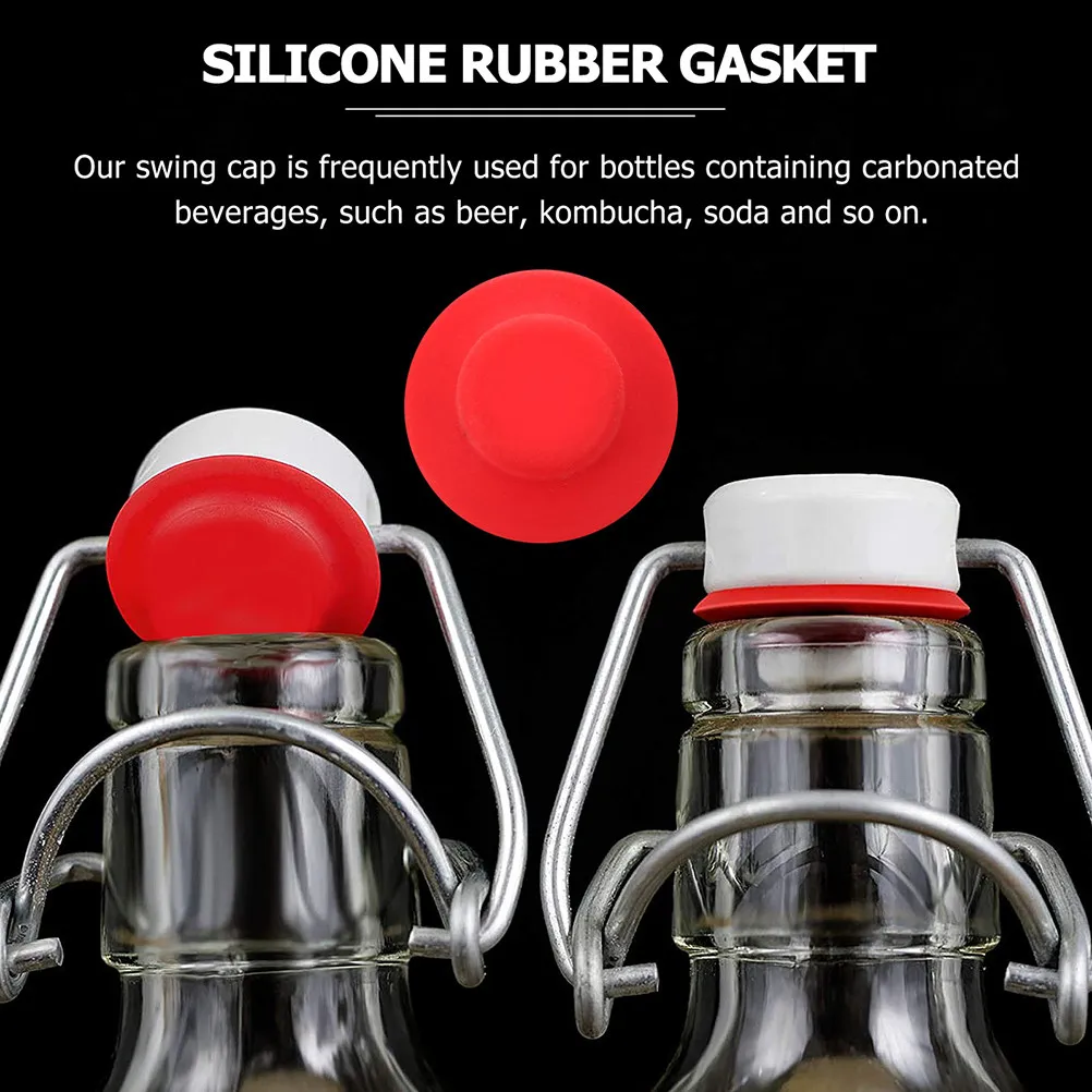 12Pcs Plastic Bottle Gasket Swing Lock Seal Ring Reusable Bottle Cap Washer for Glass Bottles Soda Beer Juice Freshness Retainer