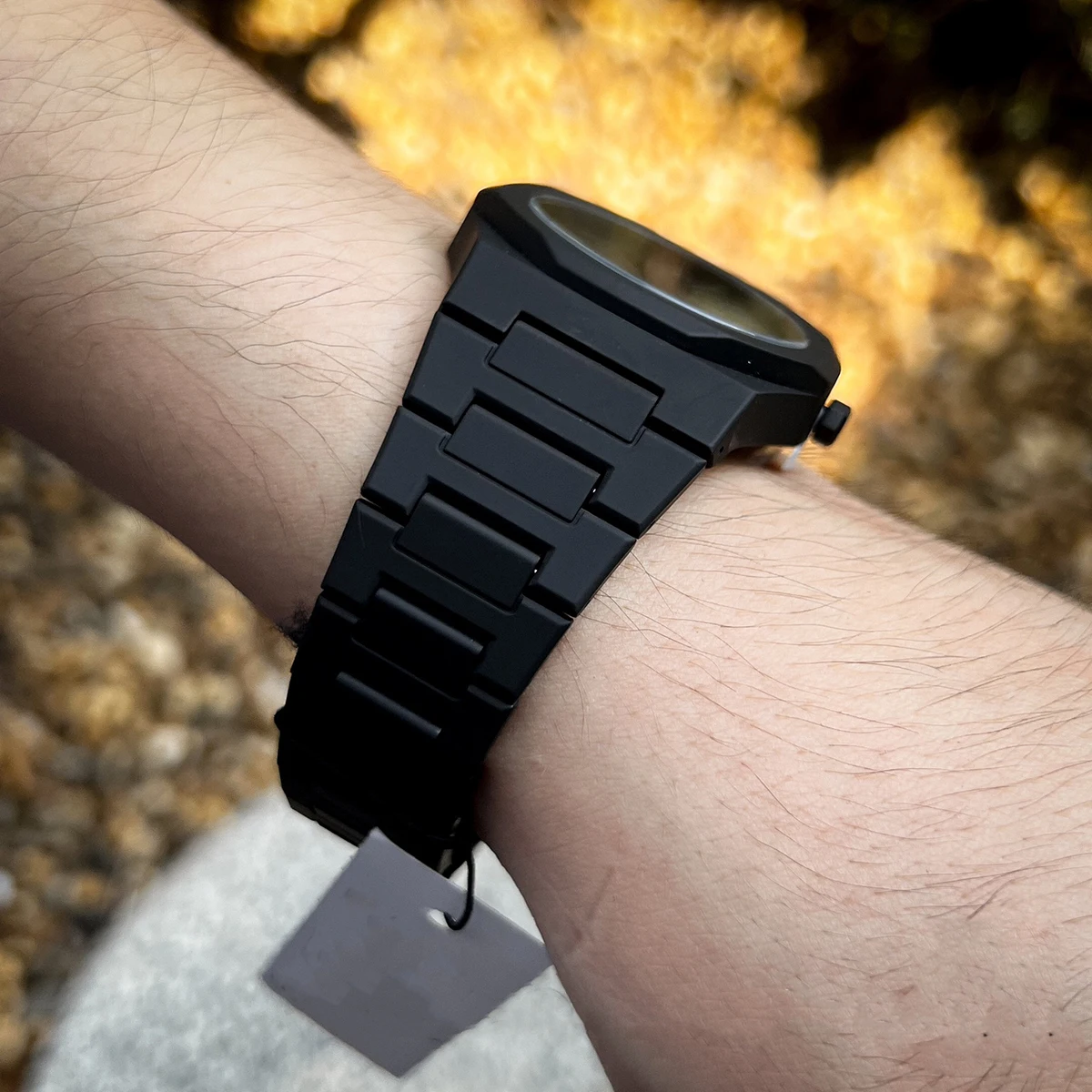 Men's 4PCS Watch Set Fashion Casual Black Resin Quartz Watch Free Necklace Bracelet Rings