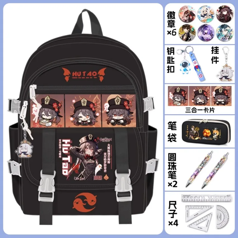 Anime Game GS Impact Cosplay Arlecchino Neuvillette Wanderer Furina Xiao Oxford Cartoon High Capacity Campus Backpack Bags Gifts