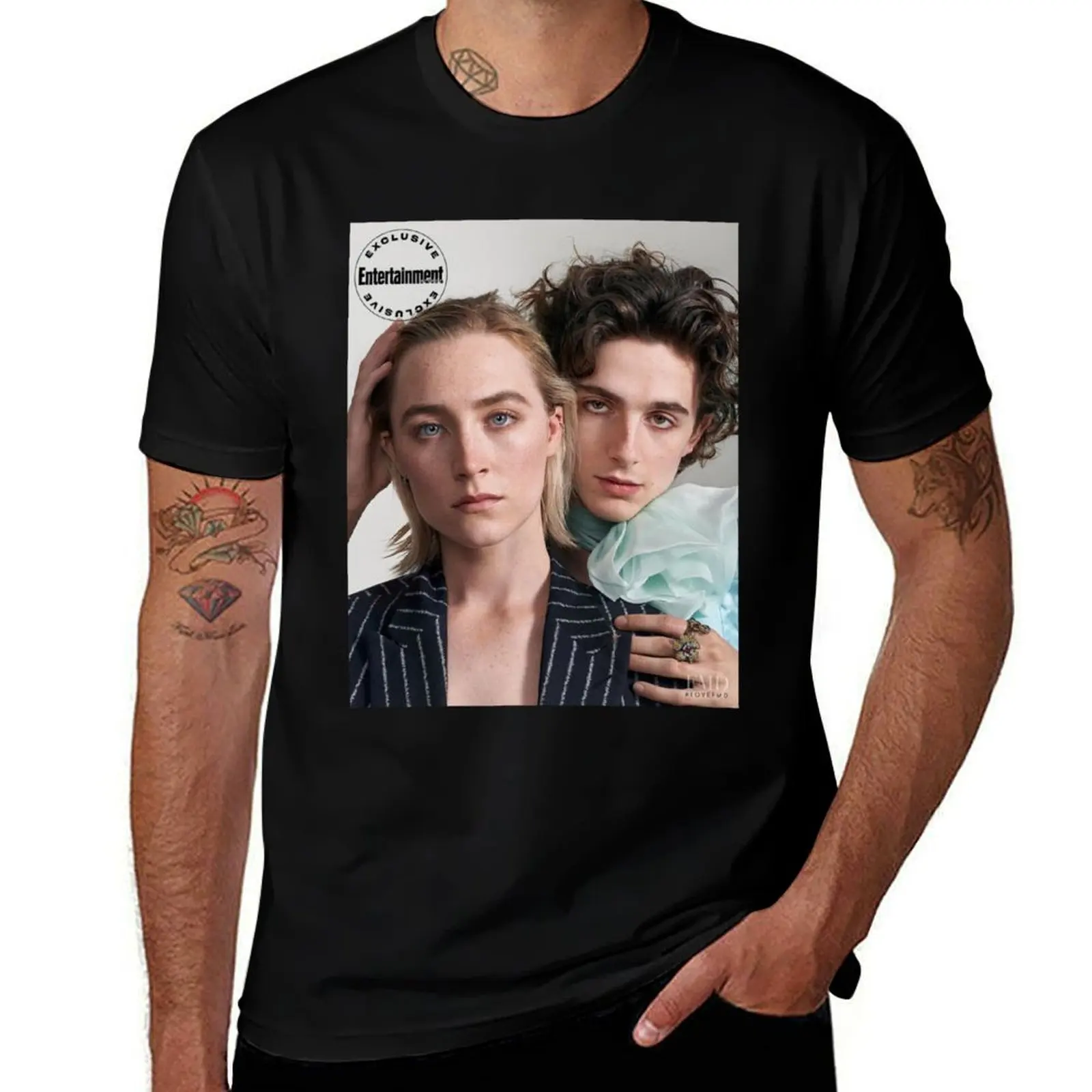 Timothée and Saoirse poster T-Shirt No Iron Casual Short Sleeve Top T-Shirt