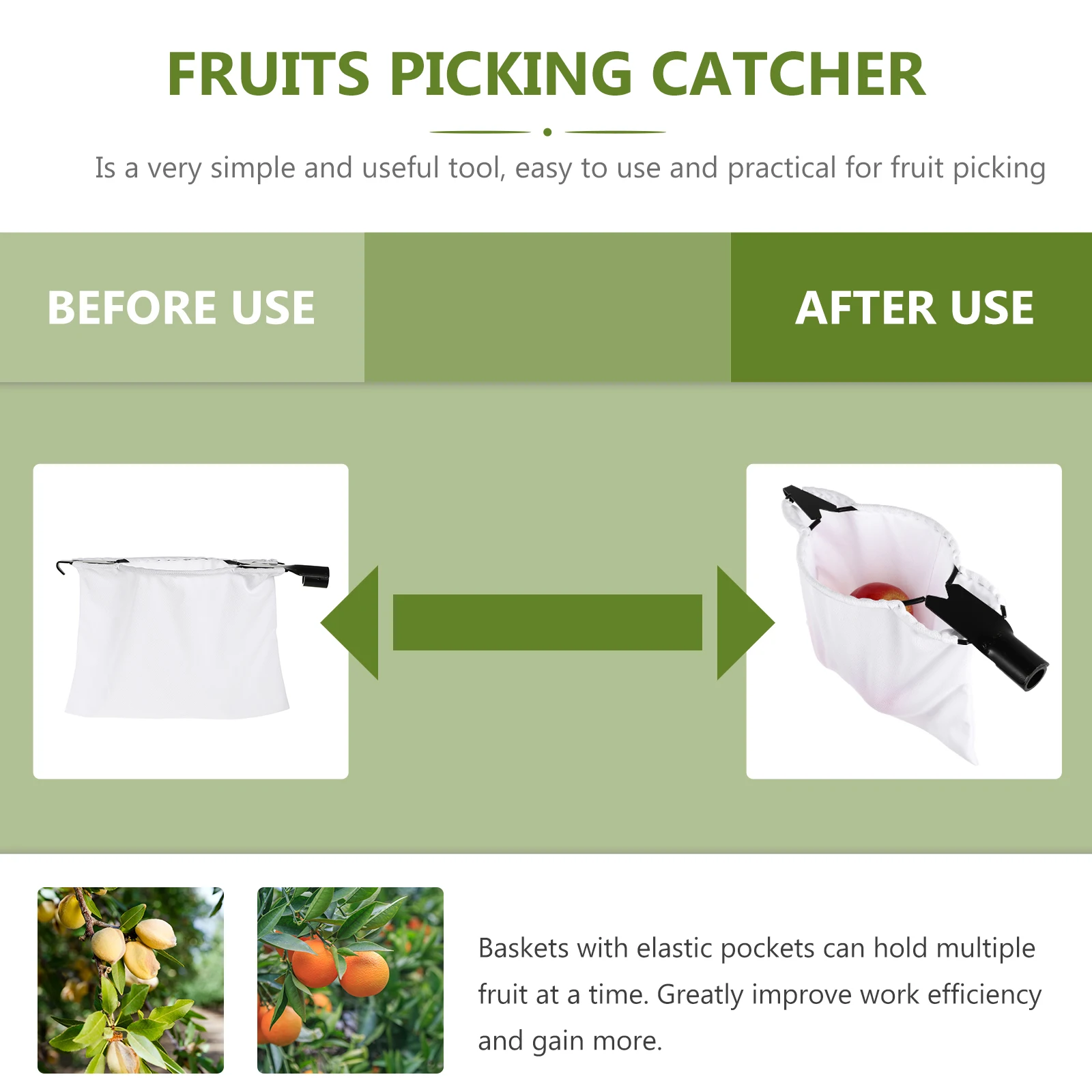 

Fruit Picker Stainless Heavy Duty V shaped Fruits Picking Catcher Basket Tool for Garden Greenhouse chard Harvest Aid