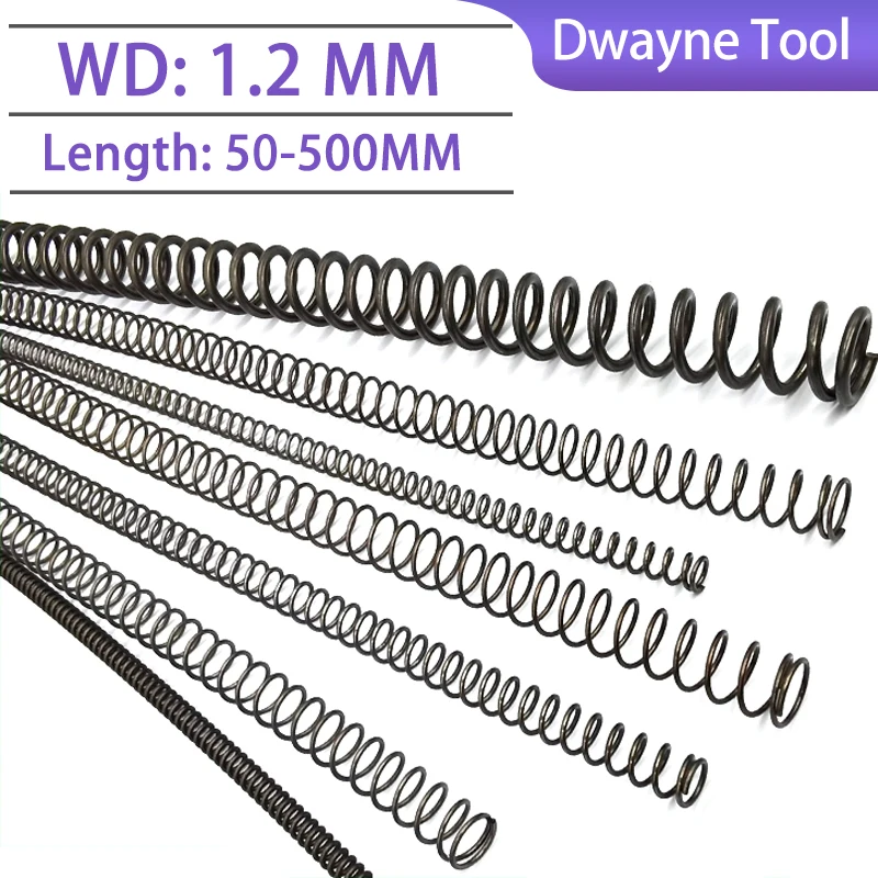 1.2mm Wire diameter 6-33mm OD 65MN Spring Steel Compression Springs 50-500mm Length for Industrial Machinery & Automotive Repair
