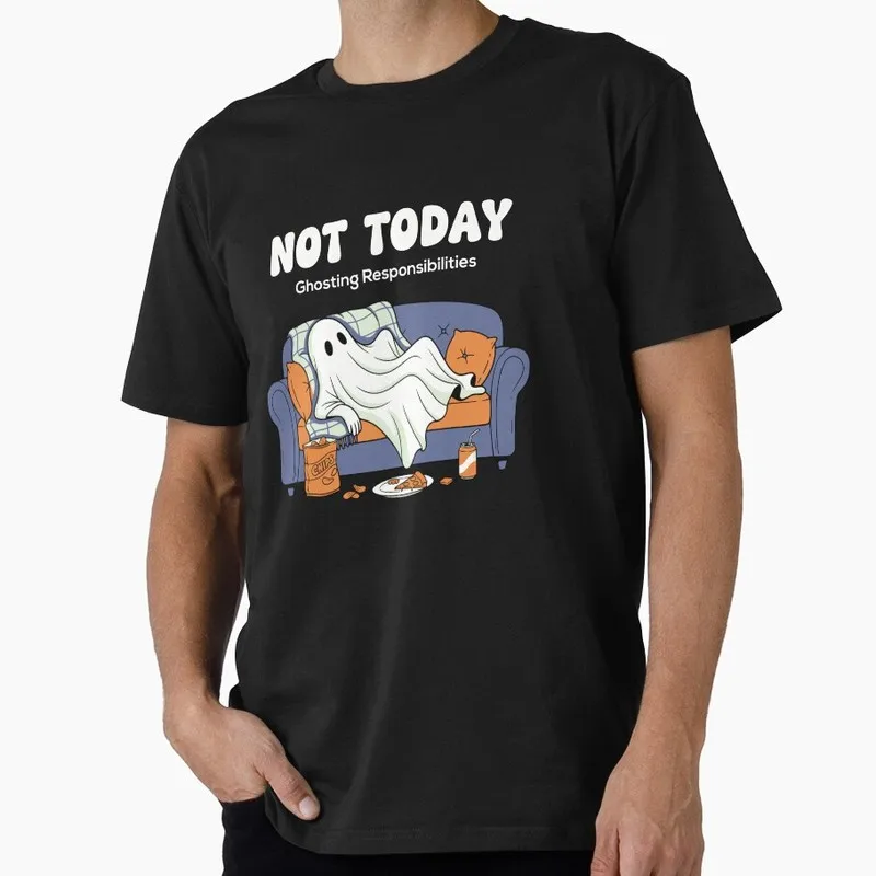 Lazy Halloween Meme Print Halloween Gift T Shirt Funny Spooky Boo Cute Ghost Lover Tee Unisex Trick or Treat Costume Party
