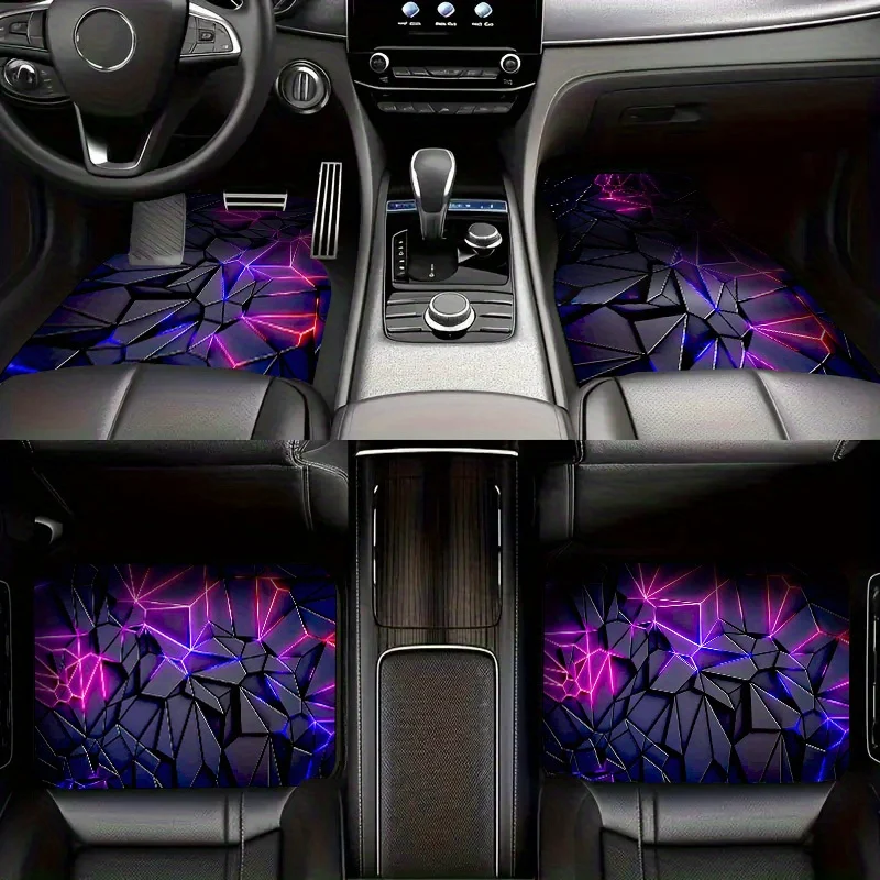 

4pcs Car Floor Mats, Colorful Geometric Pattern, Universal Fit For All Vehicles, SUVs, Fashionable Car Interior Protection, Suit