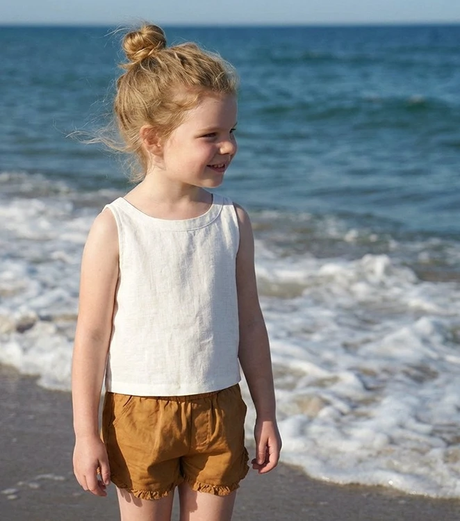 Forest Style Cotton Sleeveless Round Neck T-shirt for Boys and Girls 2026 Summer New Refreshing and Comfortable Daily Style Top