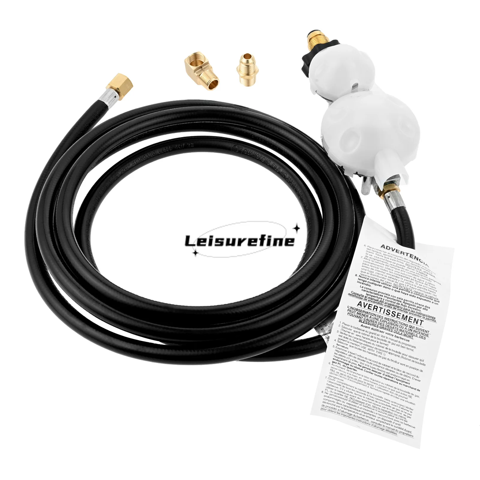 

12 Feet F273684 Propane Hose + Stage Regulator 3/8" Female x Male Elbow 3/8" MP x MF Fitting fit for RV/Grill/Heater/Gas Stoves