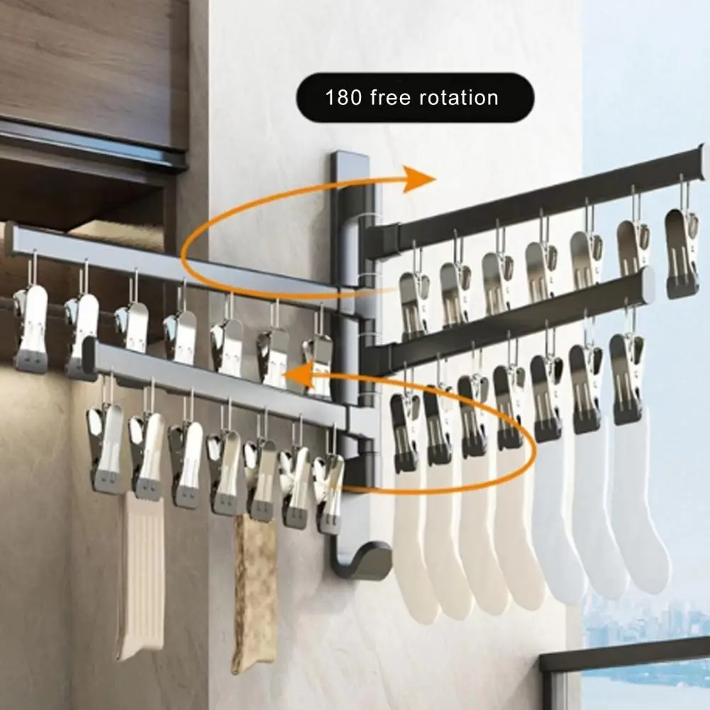 Handkerchief Organizer Stand Rotatable Folding Clothes Hanger Drying Rack with Strong Load-bearing Capacity Easy Installation No