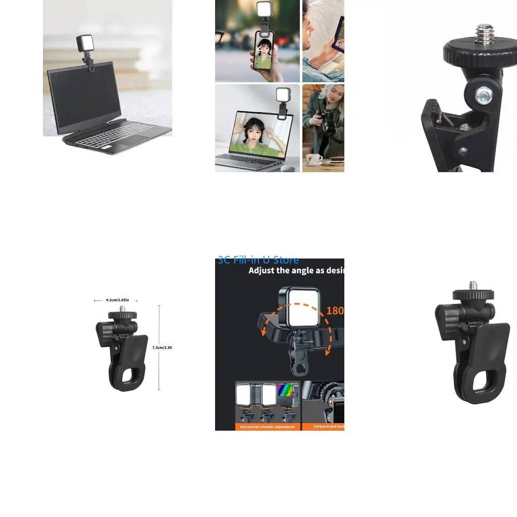G8TA Screen Mount Clamp Plastic Camera Mount Clip for Fill Light & Mobile Devices