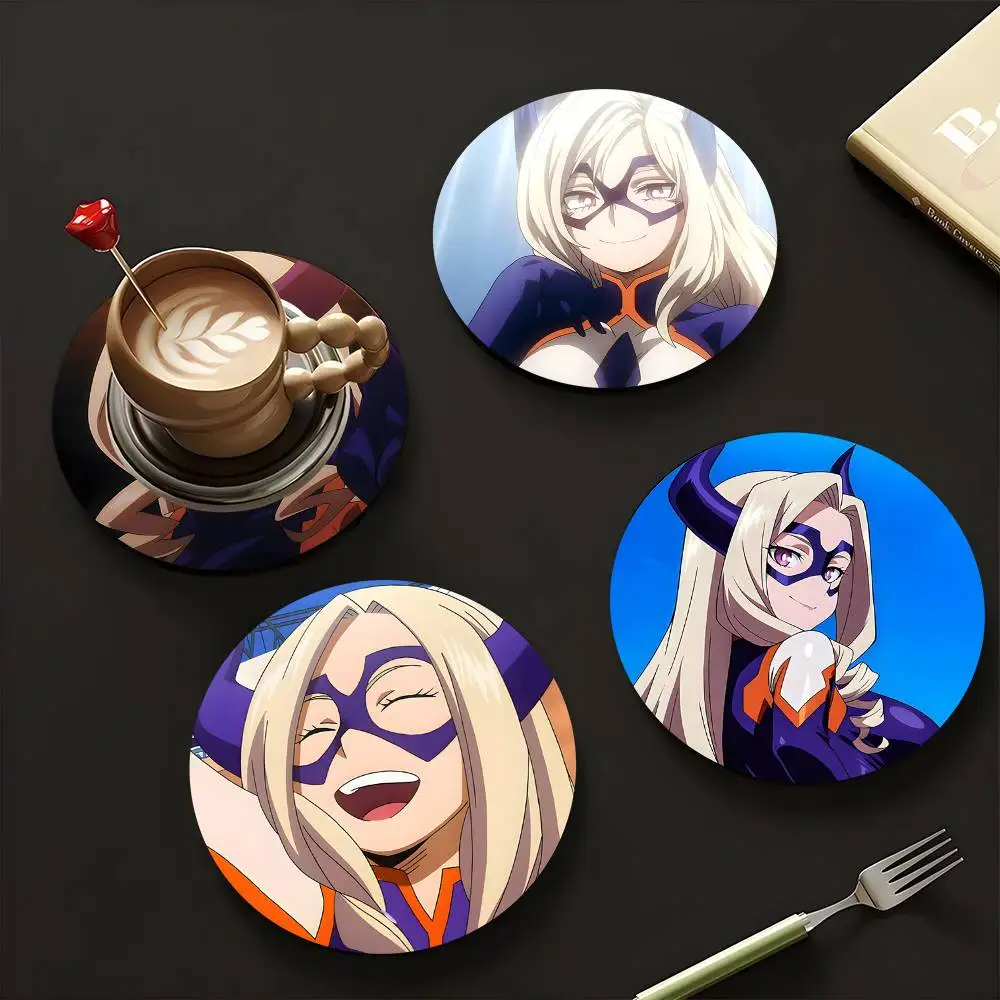 1pc Mt.Lady Anime Characters Wooden Coaster Colour Printing Cup Mat Home Desk Decoration Gifts