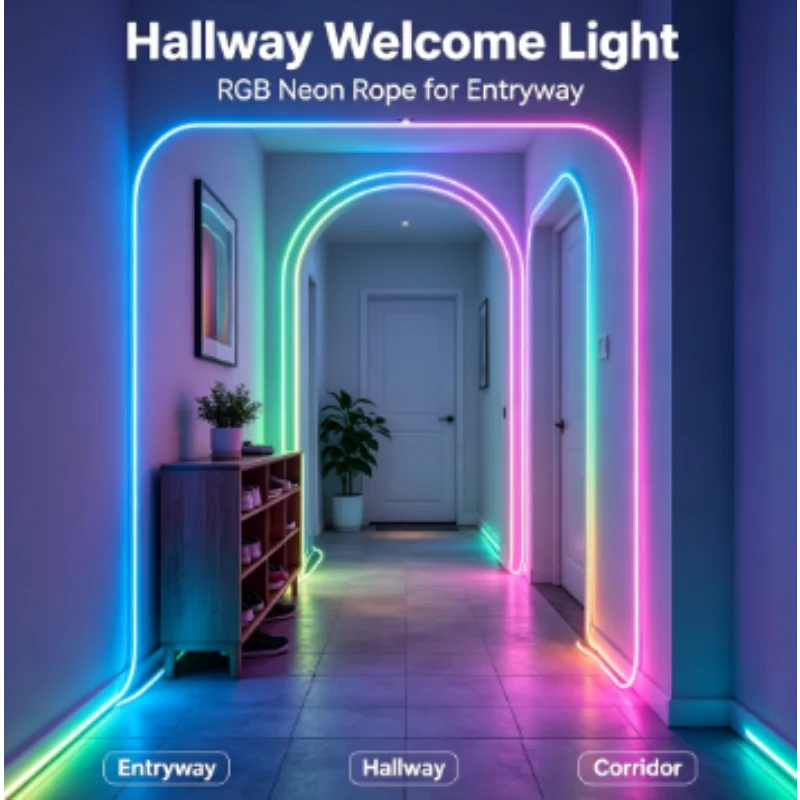 360 Round RGB IC USB 5V LED Neon Strip Light Reticulated Remote Control Dimmable for Home Living Room Bedroom TV Party Decor