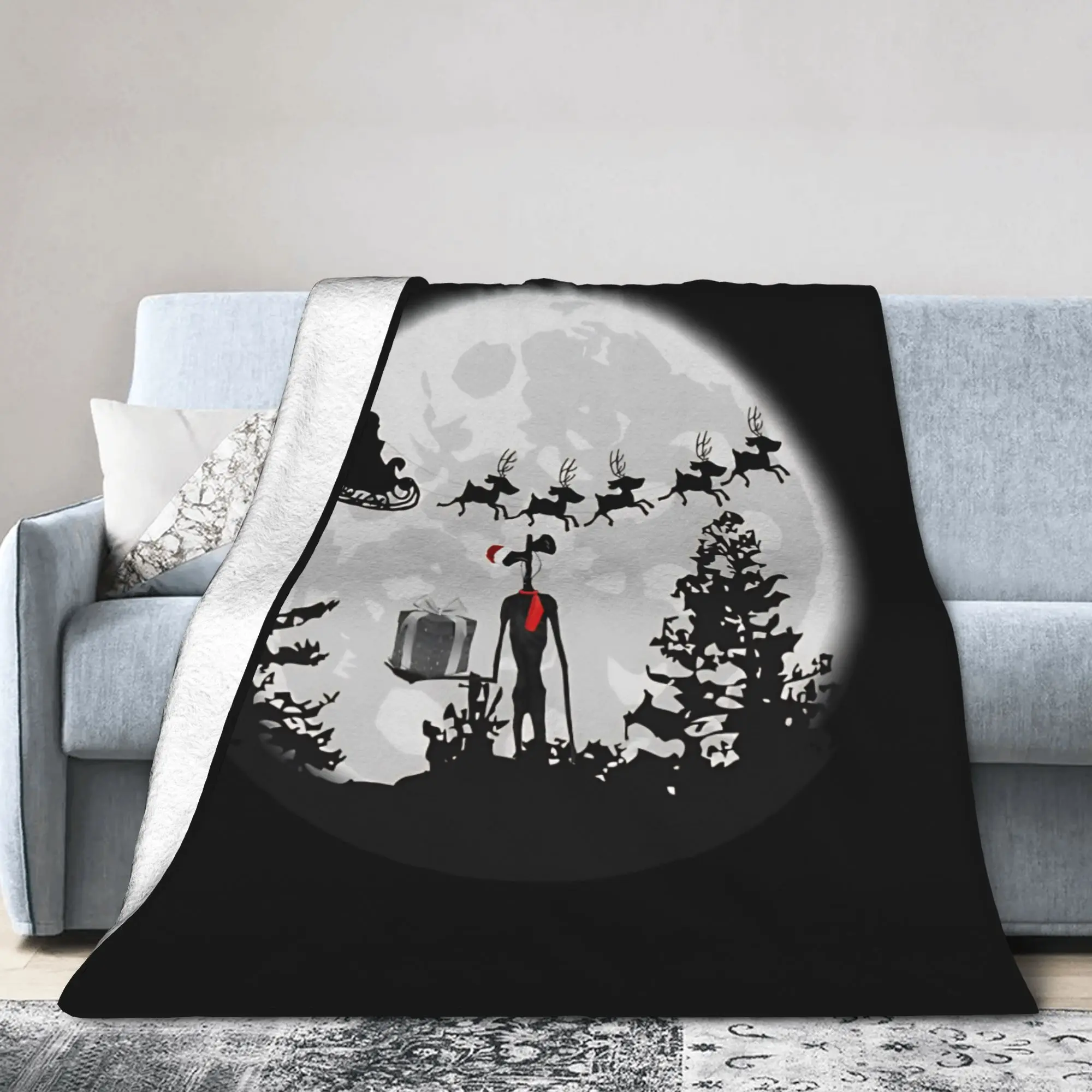 Christmas Siren Head Knitted Blanket  Wool Throw Blankets Bedroom Sofa Printed Lightweight Bedspread