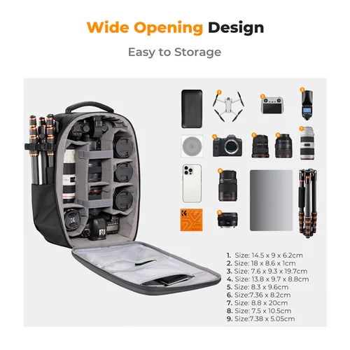 Imagen 2 del producto K & F Concept-Bolsa para cámara de 22L, mochila para fotografía de viaje de gran capacidad, mochila impermeable para hombre, funda para lluvia para cámara DSLR/SLR