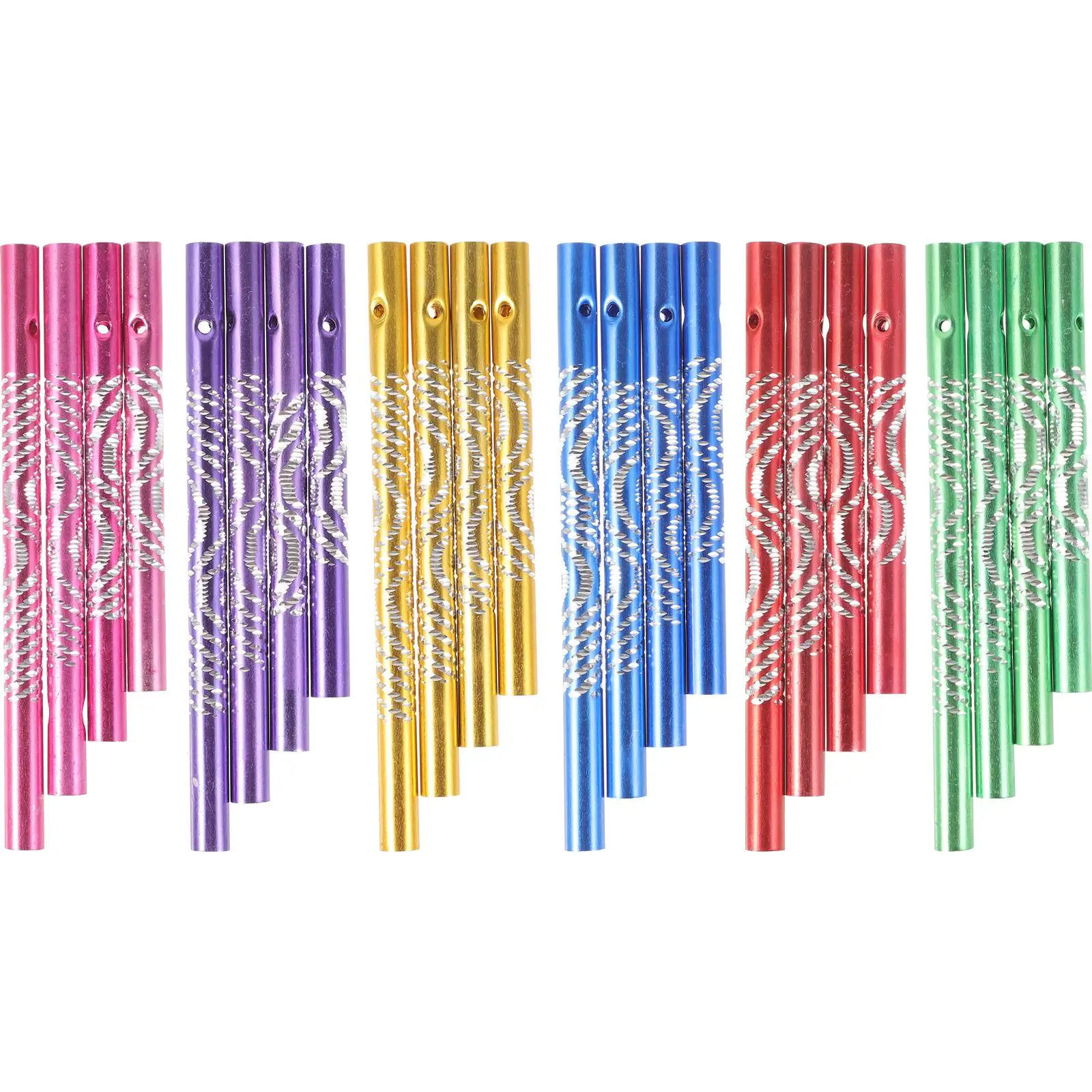 24 ชิ้น Wind Chime หลอดอลูมิเนียมวัสดุเจาะง่ายแขวนบ้านสวนโลหะทนต่อการเกิดออกซิเดชันหัตถกรรม