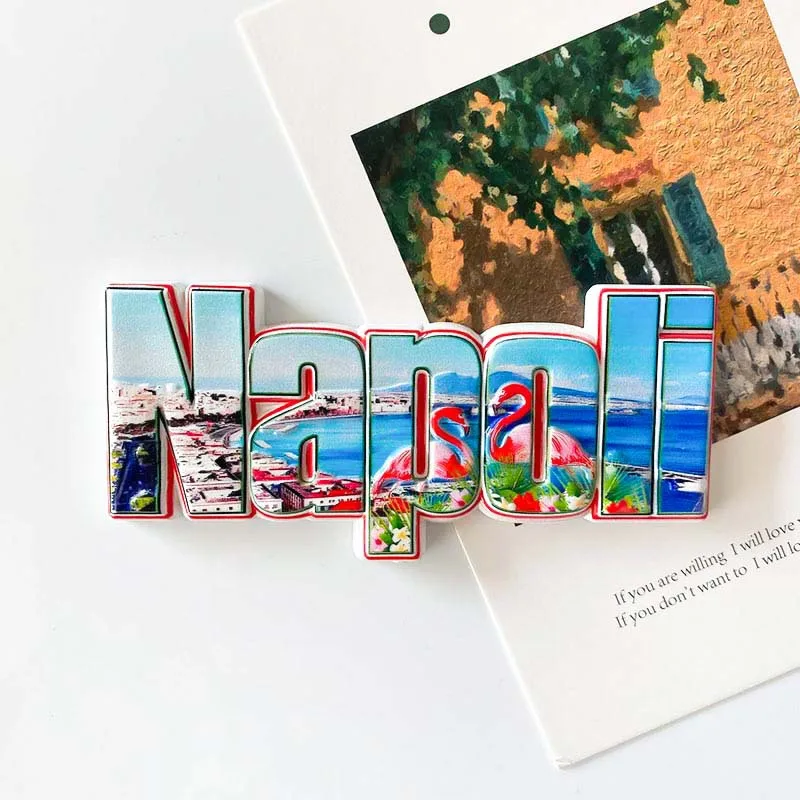 Napoli Sicilia Italy Fridge Magnets Collection Gift Tourism Souvenir UV Printing Resin Refrigerator Magnets Sticker Decoration