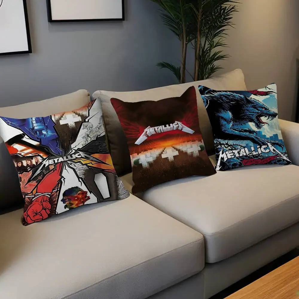 Band Cool M-METALLICAES Cushion Cover Car Throw Pillow Case For Sofa Car Christmas Gift 40x40cm 45x45cm