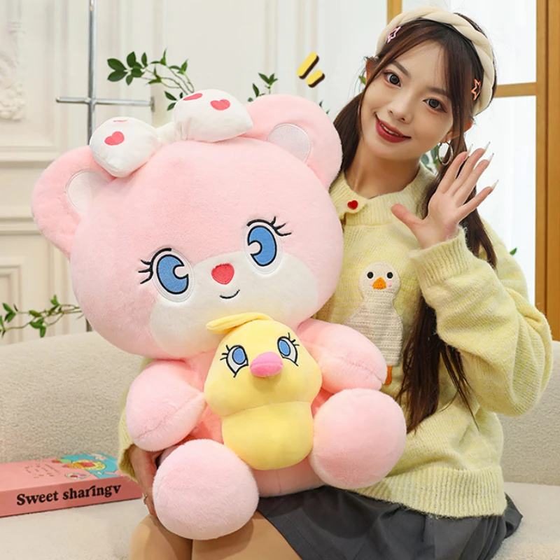 

80CM Big Size Ri Bow Rabbit Plushies Cartoon Kawaii Stuffed Ornament Comfortable Soft Doll Sleeping Pillow Children's Toys Gift
