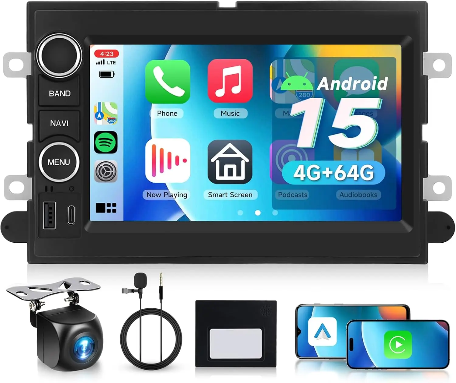 

4G+64GB for Ford F150/F250/F350 2004-2014, 7' Android 15 Car Stereo with Wireless CarPlay/Android Auto, Bluetooth, GPS, WiFi, Ba