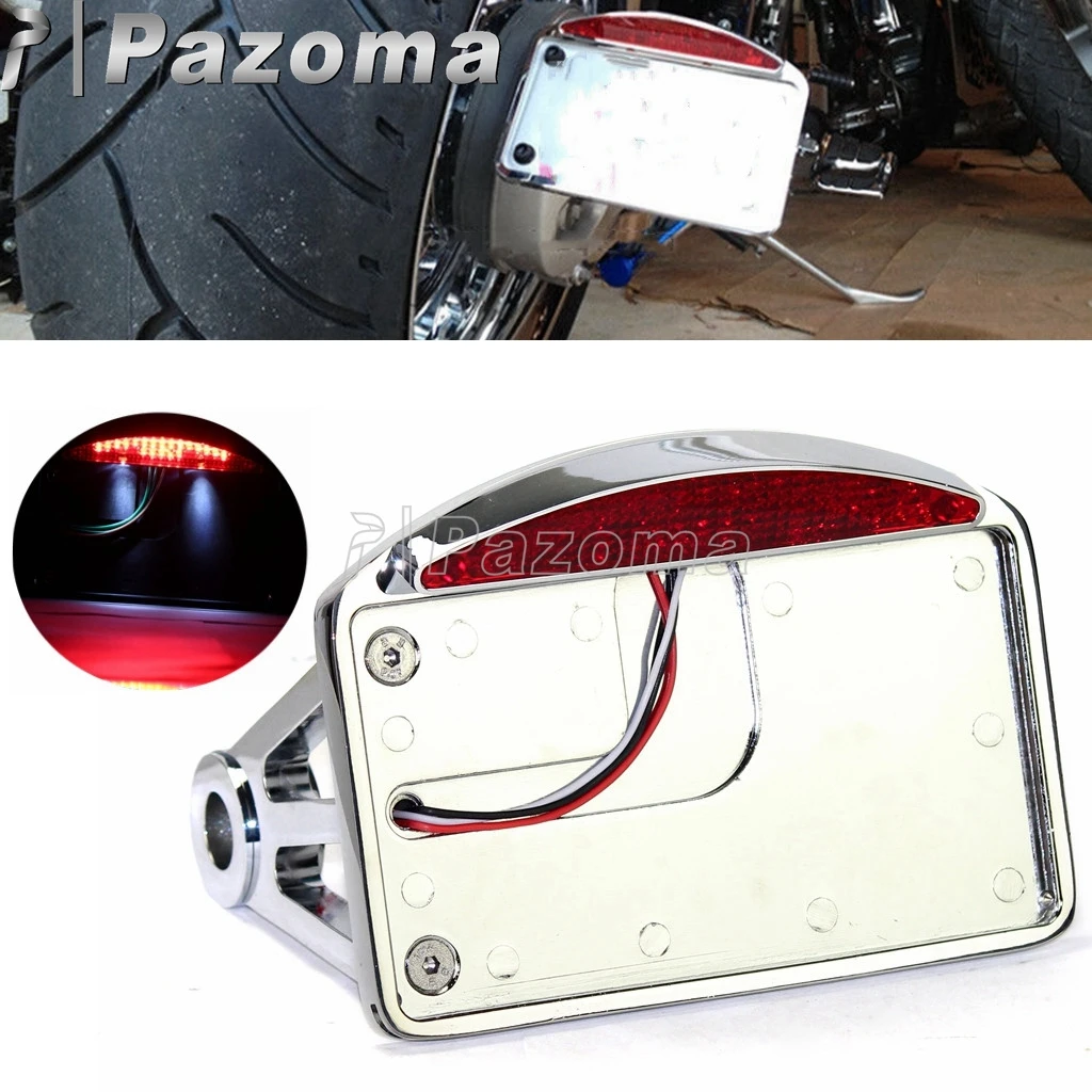 Aluminum Horizontal Motorcycle Side Mount Bracket License Plate LED Brake Tail Light For Bobber Chopper Sportster Dyna Softail