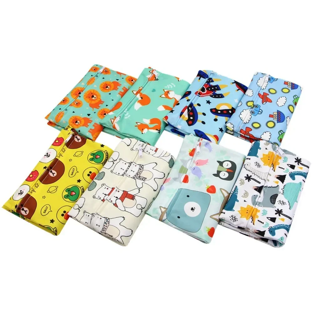 20*25cm Baby Diaper Bag Cartoon Print Waterproof Nappy Zipper Handbag Stroller Carry Pack Travel Outdoor Wet Diaper Storage Bags