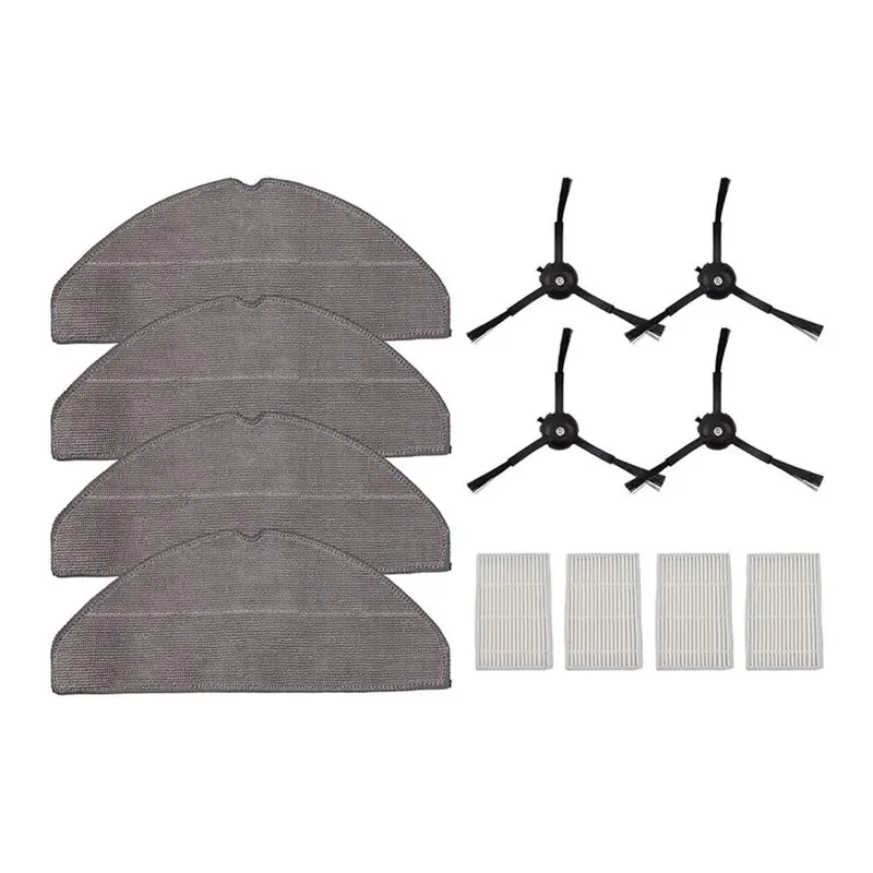[NEW!A38F】 Vacuum Parts Kit For Tapo RV30 Max Plus And RV20 Max Plus With 4 Filters, 4 Mop Cloths And 4 Nylon Side Brushes