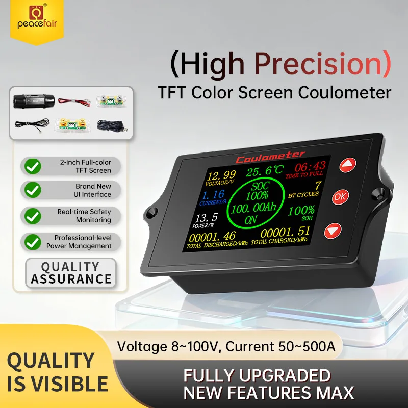 

PZEM-041, цифровой тестер нагрузки аккумулятора, 12 В-100 В, цветной ЖК-дисплей с сигнализацией ограждения, инструмент электрика для индикатора автомобильного аккумулятора