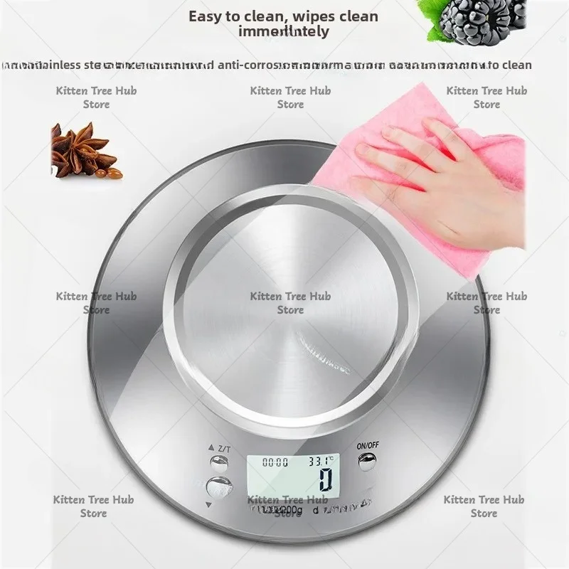 Household Stainless Steel Kitchen Scale 5kg/1g Baking Food with Bowl Gram Scale Small Electronic